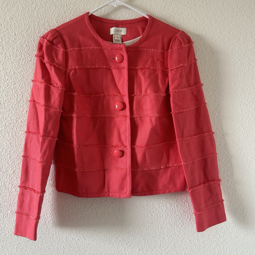 J. Crew Vibrant Red Textured Blazer Size 0